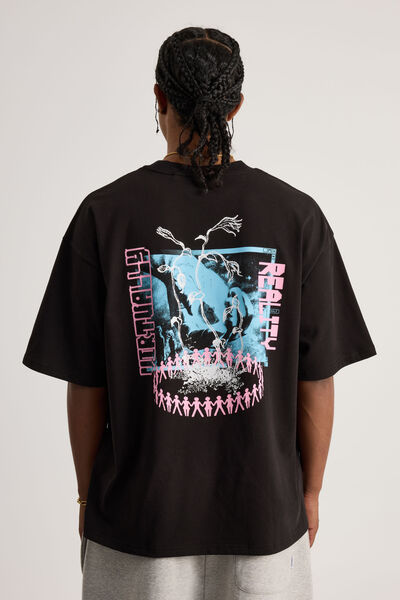 Half Half Heavyweight Box Fit Graphic Tshirt, HH BLACK/VIRTUAL WORLD