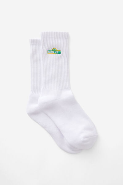 Unisex Rib Sock - Lcn, LCN SESAME ST WHITE SIGN