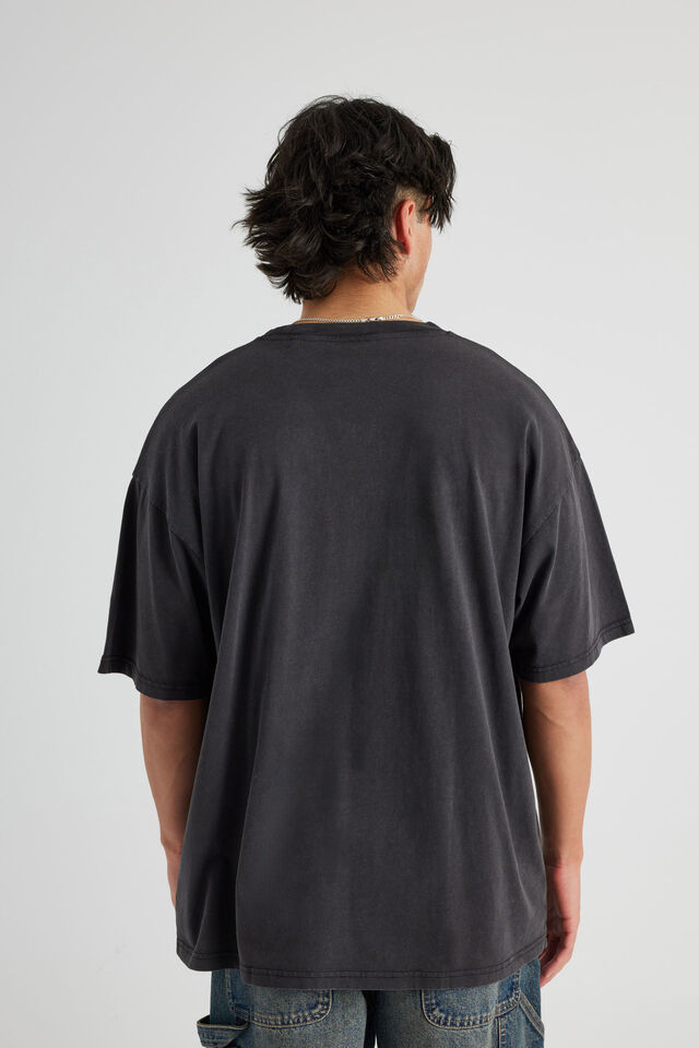 Oversized Music Merch T Shirt, LCN MT WASHED BLACK/BIGGIE KING