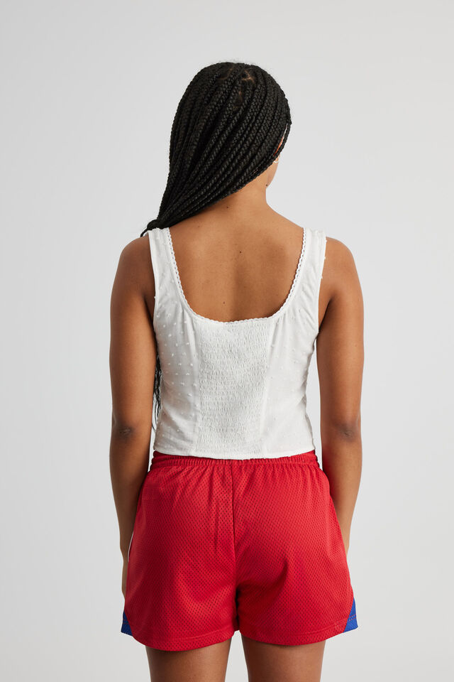 Indy Texture Button Front Tank, WHITE