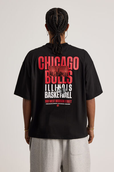 Box Fit Nba T Shirt, LCN NBA BULLS BLACK/WINDY CITY