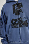 Attack On Titan Zip Through Hoodie, LCN AOT WASHED BLUE FIN/TITANS PATCHWORK - example image 4