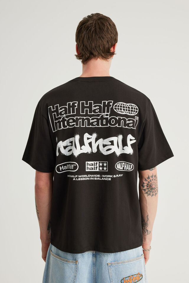 Half Half Heavyweight Core Fit Tshirt, HH BLACK/INTERNATIONAL