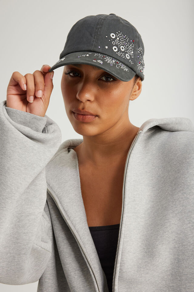 Notion Da Embellished Scatter Dad Cap, BLACK W EMBELLISHMENTS