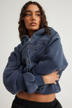 Open Gallery Boxy Zip Through Hoodie, OG WASHED SEAL/GALLERY SWIRL - example image 1