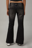 Low Rise Kick Flare Jean, BLACK/WHITE STITCH - alternate image 3