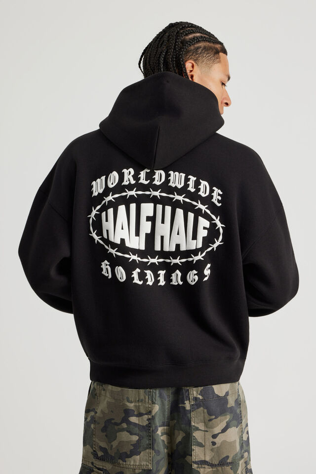 Half Half Hoodie, HH BLACK/TURBULENT