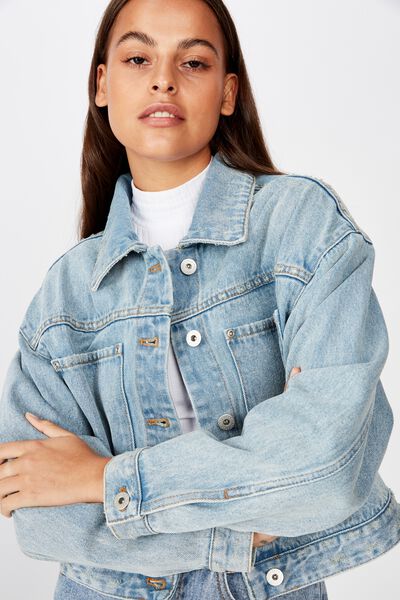 Patch Pocket Denim Jacket, VINTAGE BLUE