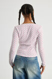 Ava Pointelle Long Sleeve Top, WHITE/HEARTS - alternate image 3