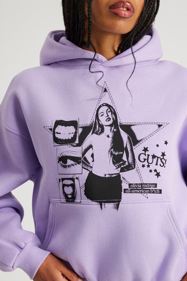 Music Merch Boxy Hoodie, LCN BRA LIGHT IRIS/OLIVIA RODRIGO