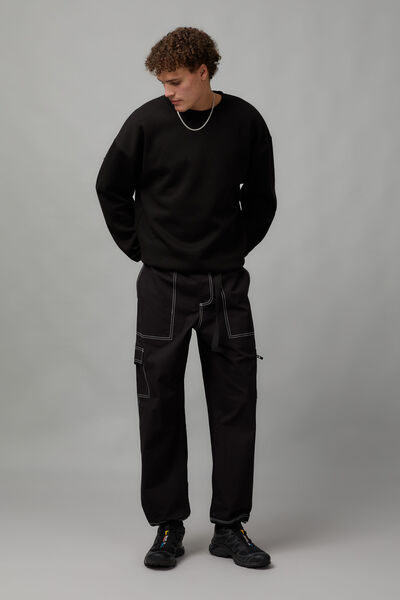 Relaxed Utility Pant, BLACK
