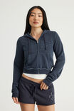 Fitted Zip Through Hoodie, NTN WASHED SEAL - example image 5
