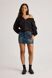 Stretch Denim Skirt, DIRTY BLUE - alternate image 2