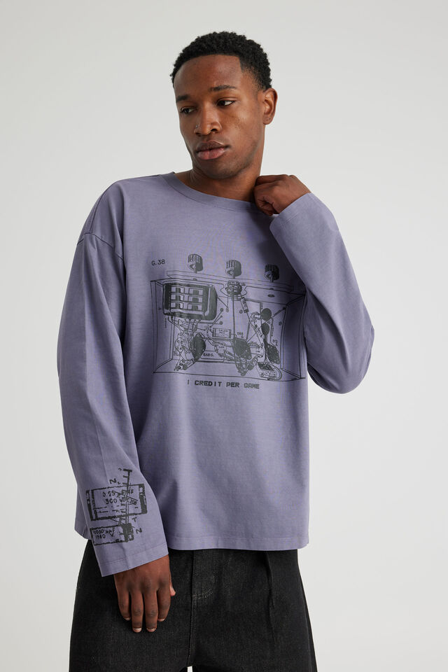 Notion Long Sleeve Tshirt, NTN WASHED PURPLE MAZE/INTERNAL MACHINE