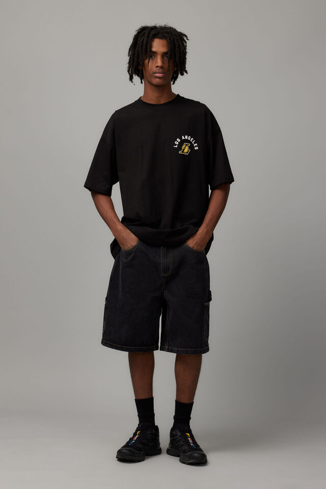 Oversized Nba T Shirt, LCN NBA BLACK/LA LAKERS CIRCULAR