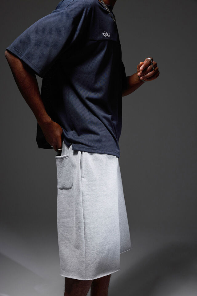 Baggy Track Short, GREY MARLE