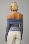 Lace Off Shoulder Long Sleeve Top, DUSTY BLUE - alternate image 3