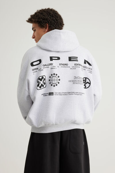 Open Gallery Hoodie, OG SILVER MARLE/DIALOGUE VIA GARMENT