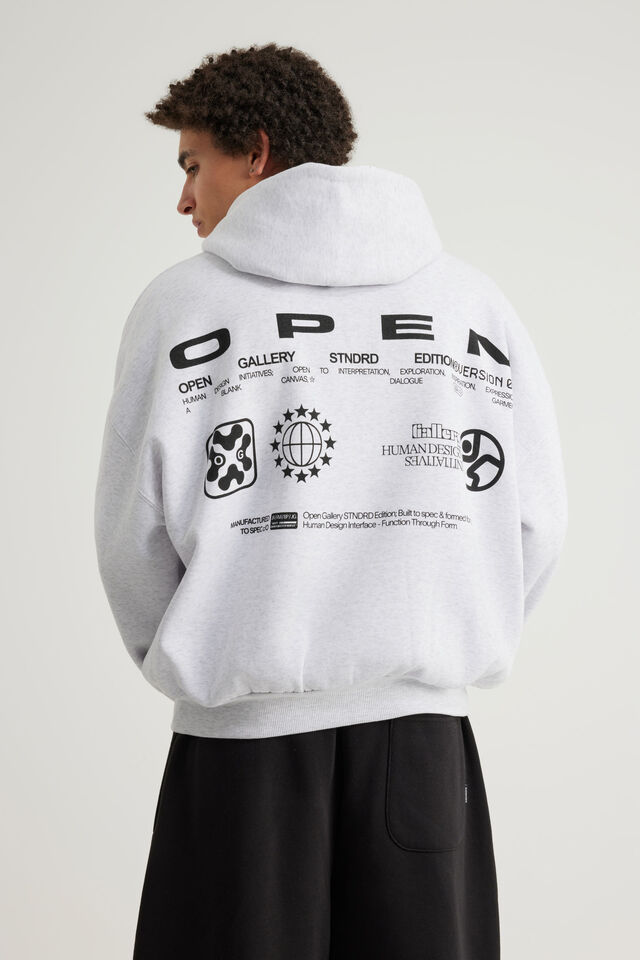 Open Gallery Hoodie, OG SILVER MARLE/DIALOGUE VIA GARMENT