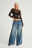 Fitted Long Sleeve Top, BLACK LACE - example image 2