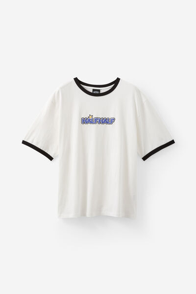 Half Half Regular Ringer Tshirt, HH CLOUD/BLACK POP LOGO