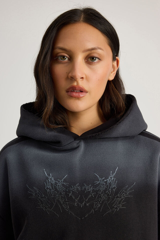 Notion Boxy Hoodie, NTN WASHED BLACK/GOTHIC SPRAY