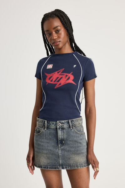 Fitted Graphic Tee, NAVY BLAZER PIPING/NOTION