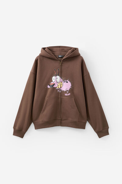 Cartoon Network X Half Half Zip Thru Hoodie, LCN WB MUD/COURAGE HALF HALF