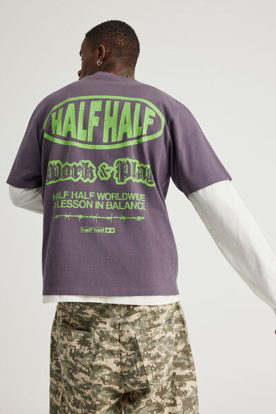Half Half Heavyweight Core Fit Tshirt, HH WINTER PLUM/WORK N PLAY