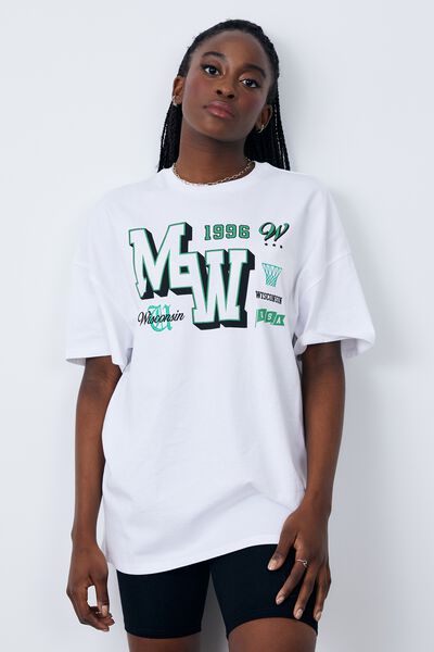 Original Relaxed Graphic Tee, WHITE/WISCONSIN