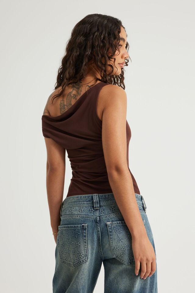 Soft Washed Off Shoulder Top, BROWN SUGAR