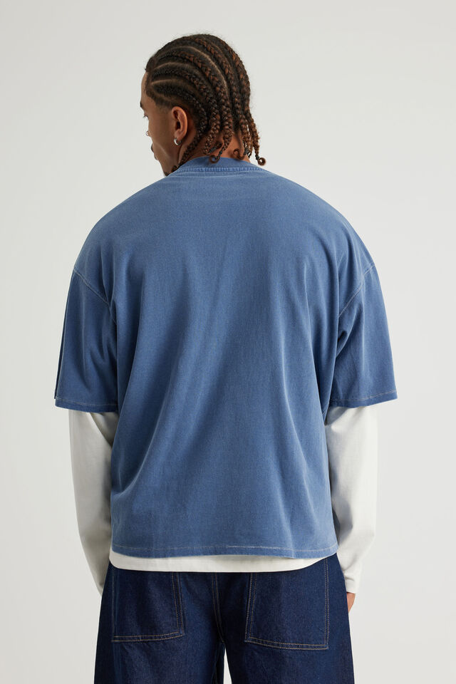 Notion Vintage Graphic Tshirt, NTN WASHED BLUE AURA/LOGO PANELLING