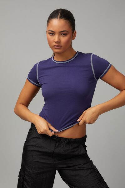 Solid Fitted Tee, NAVY