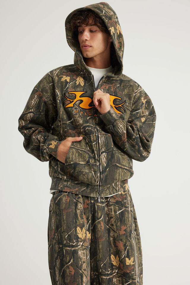 Half Half Zip Thru Hoodie, HH FORREST CAMO/GLOOP