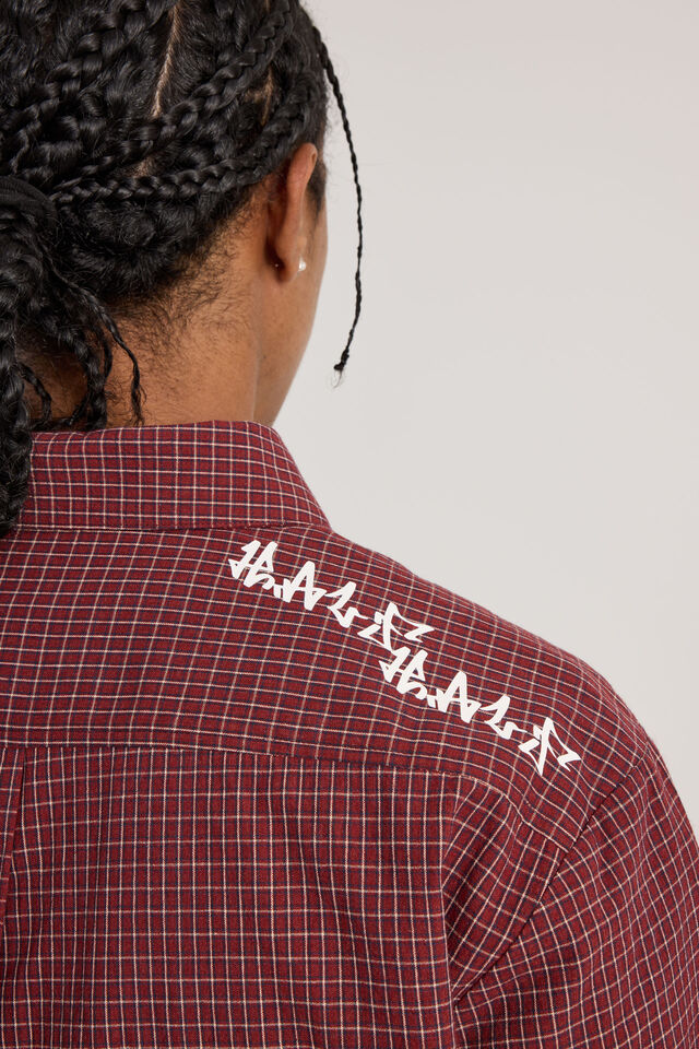 Half Half Short Sleeve Shirt, HH RED GREY/MICRO CHECK