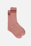 Retro Ribbed Socks, FUSCHIA PIGMENT - alternate image 1