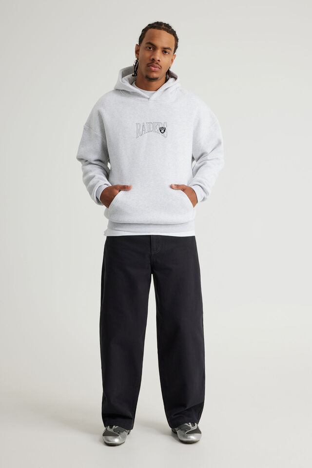 Nfl Hoodie, LCN NFL SILVER MARLE/RAIDERS OUTLINE