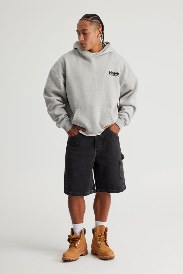 Half Half Hoodie, HH GREY MARLE/HARDWARE