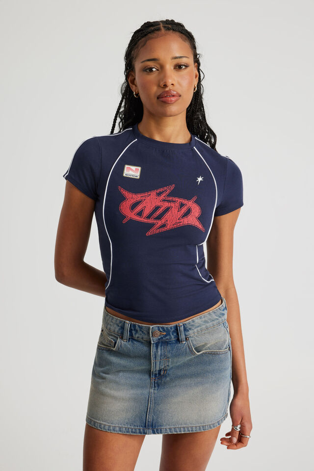 Fitted Graphic Tee, NAVY BLAZER PIPING/NOTION