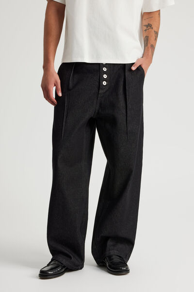 Open Gallery Baggy Jean, PLEATED RAW BLACK