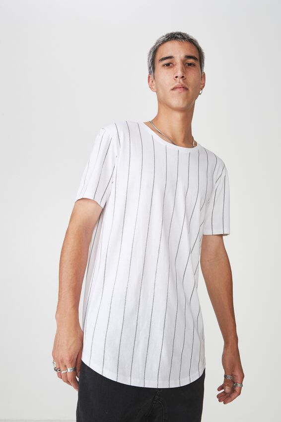 Curved Graphic T Shirt, WHITE/LOCK STRIPE