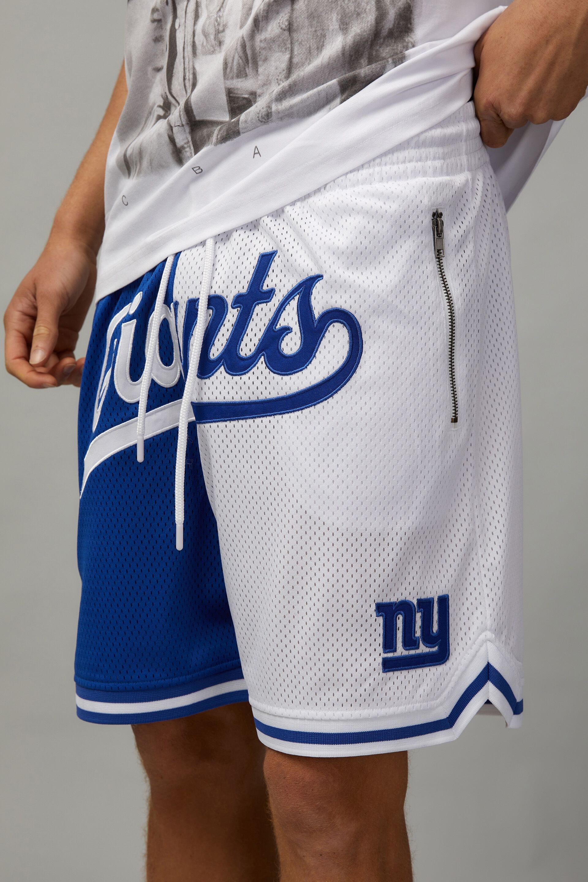 Blue and white basketball shorts store