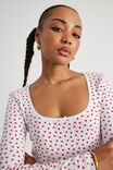 Ava Pointelle Long Sleeve Top, WHITE/HEARTS - alternate image 4