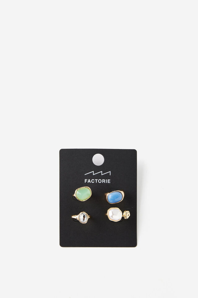 Notion Assorted Ring Pack, GOLD WITH JEWELS
