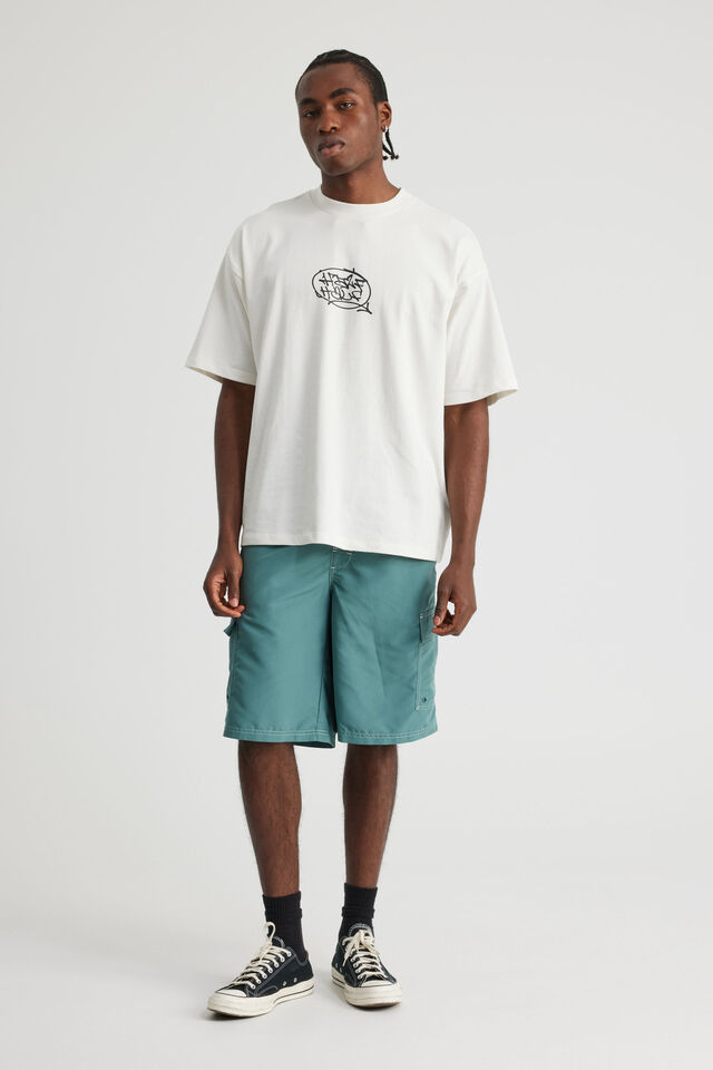 Half Half Cargo Boardshort, WASHED JADE
