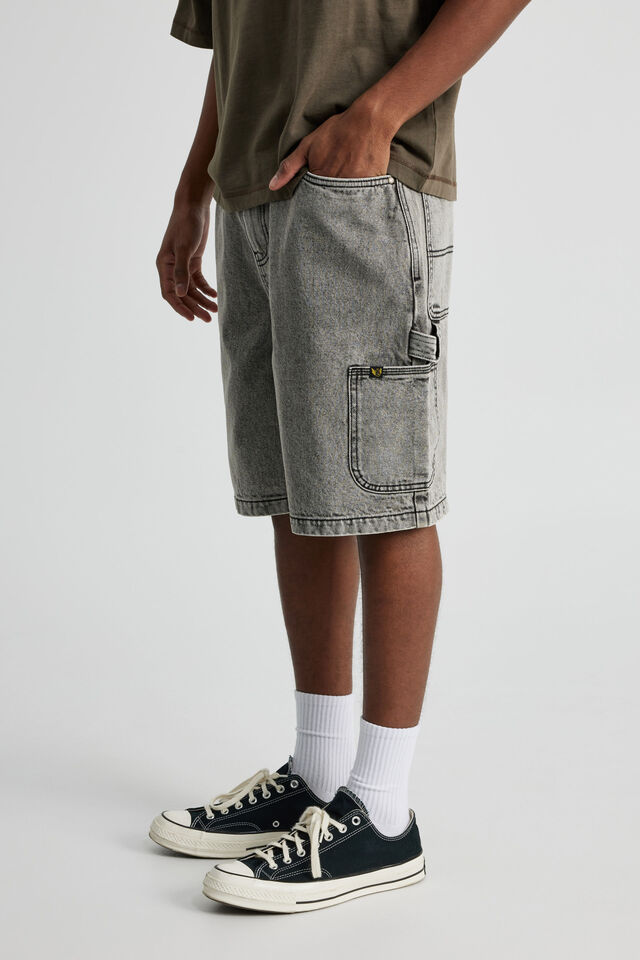 Half Half Painter Baggy Denim Short, VENICE BLACK