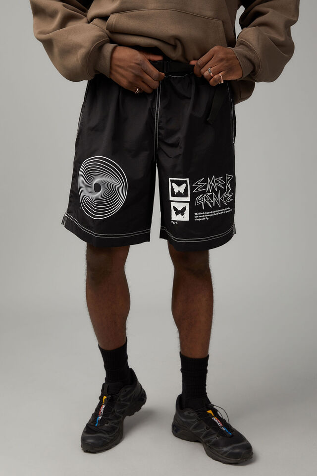 Half Half Graphic Street Short, BLACK/GRAPHIC