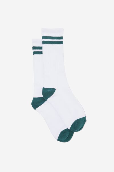 Retro Ribbed Socks, HUNTER GREEN STRIPE