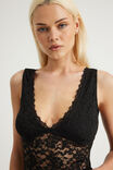 Lace V Neck Tank, BLACK - example image 4