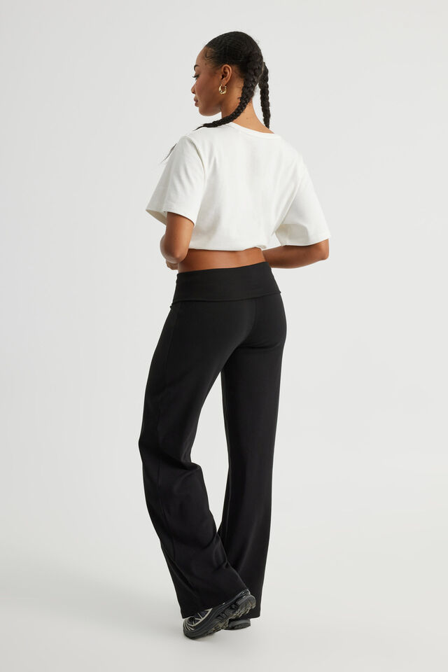 Roll Over Straight Leg Pant, BLACK